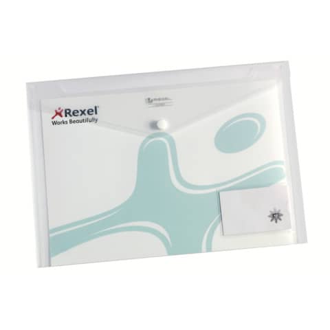 Buste trasparenti con bottone Rexel Ice porta biglietti da visita A4  trasparente conf. da 5 pezzi - 2101663 - ArcoUfficio